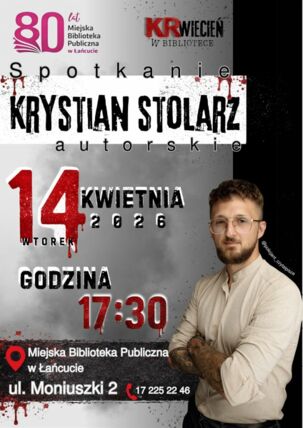 Zdjęcie spotkania: Kryminalne pióro w bibliotece – spotkanie z Krystianem Stolarzem