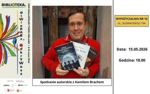 Zdjęcie spotkania: „Czas, loty i książki” – spotkanie z Kamilem Brachem